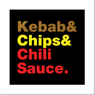 Kebab & Chips & Chili Sauce. Posters and Art